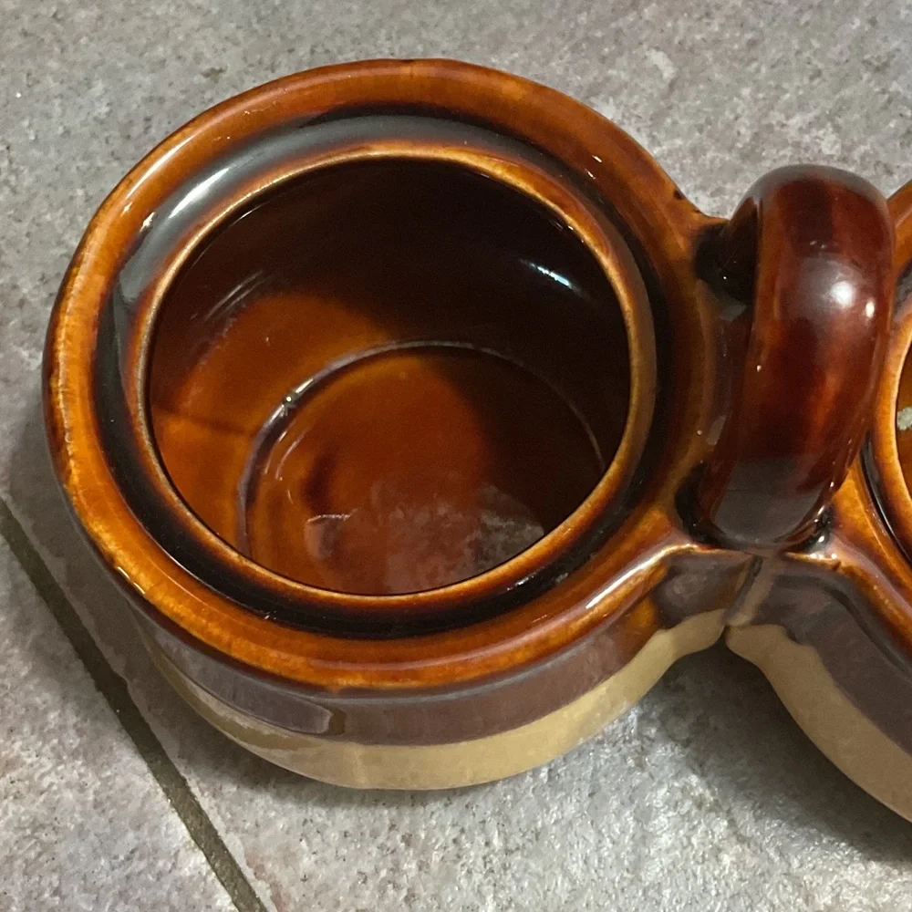 Vintage Brown and Tan Ceramic Condiment Set